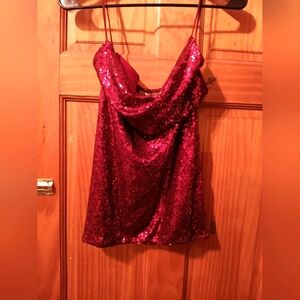 Bear dance iridescent red sequin party/club dress size small never worn